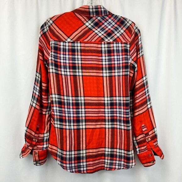 Merona Womens Multicolor Plaid Long Sleeve Collared Button Up Shirt Size XS - Picture 2 of 10